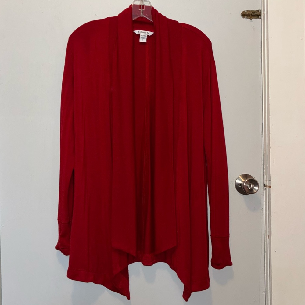 ATHLETA Nirvana Pranayama Restore Red Long Sleeve Wrap Cardigan | size Small